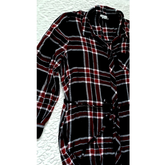 BLL NYC plaid navy red belted rayon shirtdress 2XL - Picture 3 of 4